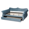 Baxton Studio Abbie Blue Velvet and Crystal Tufted Full Size Daybed with Trundle 164-10418